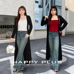 Cárdigan Largo de Modal para Mujer Happy Plus, Talla Grande, Elegante, Cintura Ajustada, Transpirable, Estilo Primavera - Product Image 5