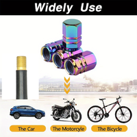 Bouchons de Valve de Pneu en Alliage d'Aluminium Colorés pour Moto/Vélo, Conception Universelle Anti-Poussière et Anti-Rouille Effet Arc-en-ciel
