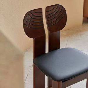 Dining Chair Solid Wood Walnut <b>Backrest</b> Modern Minimalist Style For Living Room And Small Apartments - Product Image 2