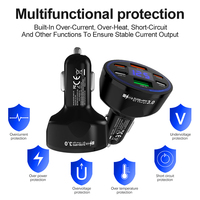 Nouveau chargeur de voiture 6-en-1 2026 à charge rapide QC3.0 PD 30W Type C pour ordinateur portable et écouteurs avec protection OTP/OVP et affichage numérique