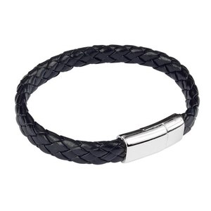 Steel Magnetic Bracelet Black Braided <b>Leather</b> Men's Fashion <b>Jewelry</b> Gift - Product Image 1