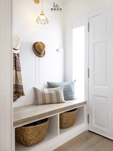 Mobiletto da ingresso di lusso in legno massello con contenitore integrato, <span class=keywords><strong>panca</strong></span> imbottita, ganci, stile grill in rovere bianco, ecologico, 5 anni di garanzia - Product Image 3