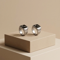 Ensemble bague signet, collier et boutons de manchette en acier inoxydable 316L, marbre noir veiné blanc, gravable sur mesure, bijoux pour hommes, vente en gros OEM