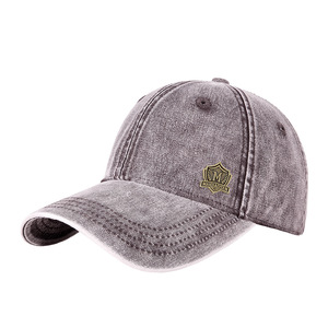 Casquette de baseball en denim délavé unisexe gris clair avec logo, protection solaire, chapeau d'extérieur - Product Image 1