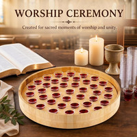 Plateau de service en bois de qualité supérieure pour la communion chrétienne, élégant, avec gobelets jetables
