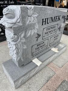 Подгонянный современный дизайн, китайский серый гранит, жажденный цветок розы, надгробный камень, погребальный памятник, распродажа - Product Image 2