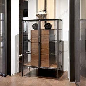 <span class=keywords><strong>Meuble</strong></span> Bar Vitrine de Luxe avec Cadre en Aluminium | Cave à <span class=keywords><strong>Vin</strong></span> Moderne & Rangement Vitré pour Salon de Villa - Product Image 1