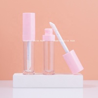 Emballage cosmétique de 9 ml, tube rond transparent rose blanc vide, gros applicateur pour gloss à lèvres, contenants pour gloss à lèvres, tube avec gros applicateur