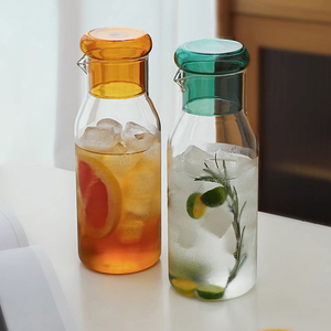 <span class=keywords><strong>Carafe</strong></span> en verre résistant à la chaleur de 850 ml, pichet à <span class=keywords><strong>eau</strong></span> en verre borosilicate de haute qualité avec couvercle coloré pour thé glacé, café - Product Image 2