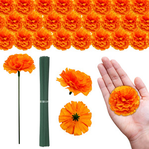 Cabeza de Flor Artificial con Tallo, Clavel y Caléndula de Seda, Accesorios para Guirnaldas de Pared, Sección de Arreglos Florales para Salón - Product Image 5
