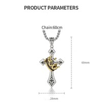 Vente en gros de collier pendentif croix rétro pour hommes accessoires de mode hip-hop qui ne se décolorent pas