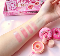 Grosir 24 Pcs Lip Balm Pelembap Donat Pink dengan Vitamin C, Kemasan Bulat, Masker Bibir, Perlengkapan Tidur