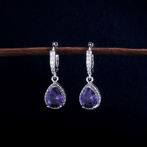 Orecchini da donna retrò viola con gioielli, design creativo a griffe, orecchini eleganti per tutti i giorni e feste, idea regalo - Product Image 3
