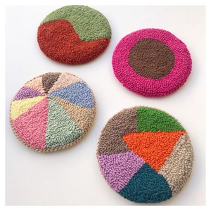 Custom <strong>Clam</strong> Shell <strong>Pearl</strong> Pattern Punch Needle Drink Coasters Embroidery Tufted Mug Rug Coaster for Home Decor