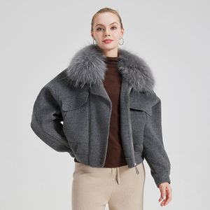 New Arrival High Quality Breathable Plus Size Winter Casual Cashmere Wool Bomber <b>Fur</b> Jacket with Zipper Nonwoven - Product Image 6