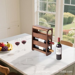 Wooden Desktop Wine <b>Rack</b> 3 Floors Minimalist Design For Home <b>Kitchen</b> Storage - Product Image 5