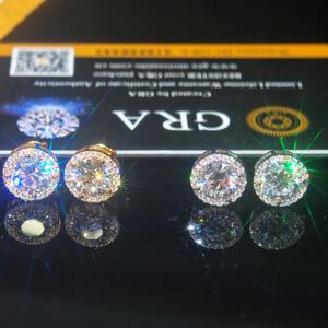 <span class=keywords><strong>Orecchini</strong></span> a Lobo in Moissanite Stile Hip-Hop da 1ct VVS in <span class=keywords><strong>Argento</strong></span> Sterling 925 per Uomo e Donna, Gioielli con Diamanti a Grappolo Floreale con Aureola e Certificato GRA - Product Image 1