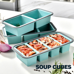 OEM ODM Silicone Lattice <b>Lunch</b> <b>Box</b> Fresh-keeping Food Storage Mold Silicone Soup Cube with Lid Quick Frozen & Easy to Release - Product Image 3