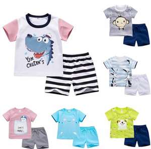 Conjunto de Verano de Dos Piezas para Niños y Niñas, Camiseta de Manga Corta y Pantalones Cortos de Color Sólido, Algodón - Product Image 2