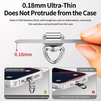Longe de téléphone en acier inoxydable ultra-mince Clip métallique durable autocollant anti-perte arrière sangle de téléphone portable universelle pour téléphones portables