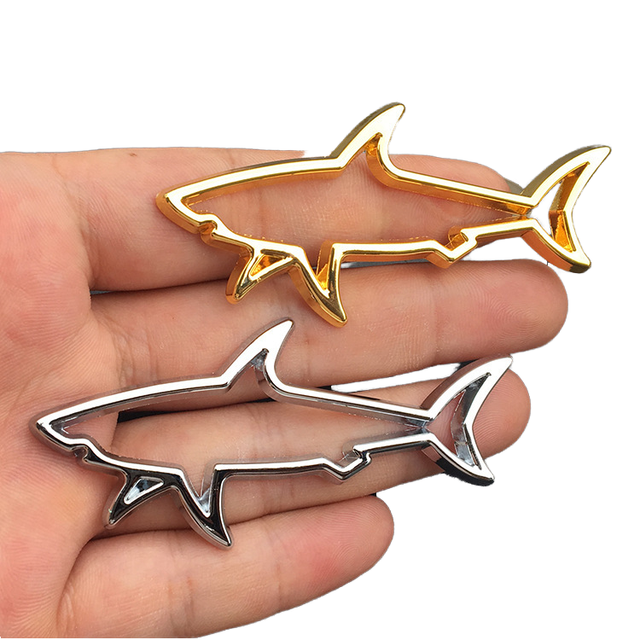 Car 3D Metal Sticker Fish Shark Emblem Badge Decals for Automobile & Motorcycle Fuel Cap Styling Decoration Logo Car Accessories