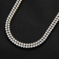 Collier tendance hip-hop pour homme SC036, chaîne tennis en acier inoxydable 18 carats, 4 mm, avec fermoir et motif géométrique en zircon