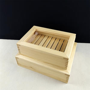 木制のインクリイン寿司ネタケースアクリルカバー付きウッドプリント寿司箱刺身プレートサービングトレイ木制寿司ネタボックス - Product Image 6