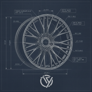 Ruedas de aluminio forjadas a medida en negro mate con diseño de radios múltiples para Audi, BMW, Mercedes, Lexus - Product Image 4
