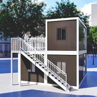 Mini maison chalet en conteneur de luxe personnalisée de 16 pieds Maison moderne mobile préfabriquée en acier léger Petite maison villa en paquet plat
