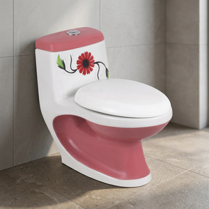 Inodoro de una pieza antisalpicaduras con sifón en P, de cerámica, montado en el suelo, para baño, sanitario. - Product Image 5