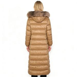 Veste longue ajustée pour femme Boying avec grand col en fourrure de renard, veste d'hiver chaude à capuche pour femme, veste en duvet de canard blanc ODM - Product Image 4