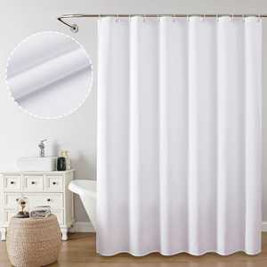 OWENIE Pingmomao <span class=keywords><strong>Rideau</strong></span> <span class=keywords><strong>de</strong></span> <span class=keywords><strong>douche</strong></span> en tissu polyester blanc imperméable, design moderne et luxueux, prix fabricant, 12 crochets, hôtel - Product Image 1