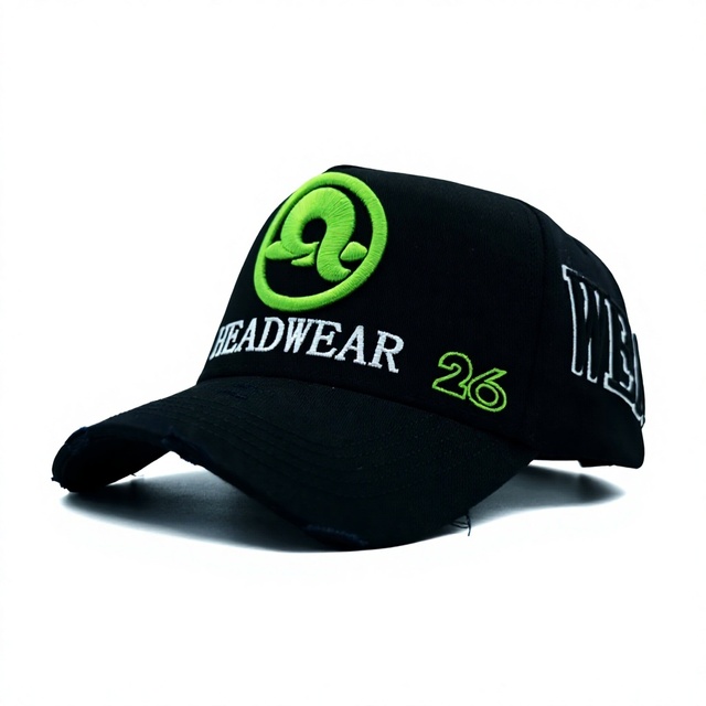3D Embroidered Casual Baseball Cap for Man and Woman Brim Damaged Black Hats