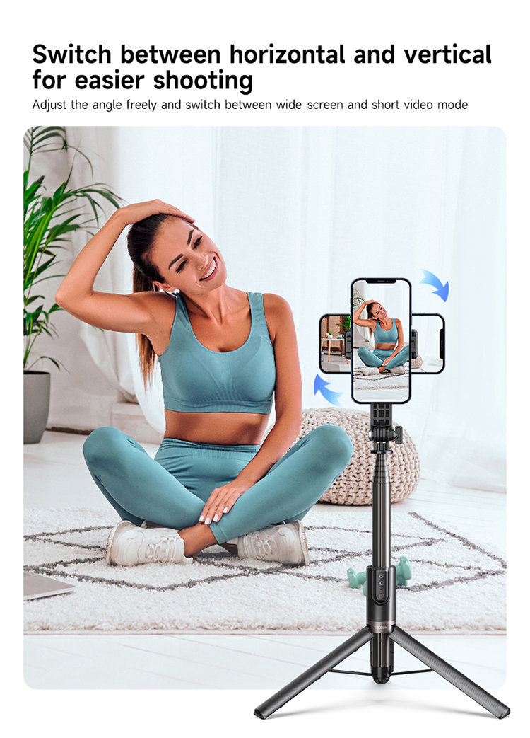 Telesin Remote Control 1.3m Selfie Stick Tripod For GoPro Cameras and Phones