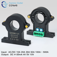Capteur de courant Hall QNDBK1-21 AC DC 30A 50A 100A 200A 300A / 4-20mA 4V 5V Transformateur de courant à noyau divisé Transducteur de courant Hall