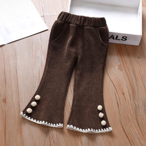 여아 플레어 팬츠 100% 폴리에스터 코듀로이 소재 가을 겨울 신상 여아 롱 팬츠 폼폼 장식 외출복 - Product Image 2