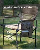 Chaise de Réalisateur Pliante d'Extérieur avec Dossier en Maille et Table Latérale pour Camping en Montagne, Pique-nique et Rassemblements en Plein Air