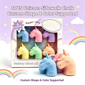 <span class=keywords><strong>Craie</strong></span> de trottoir géante licorne non toxique et sans poussière, 6 pièces, colorée, en sulfate de calcium, personnalisée pour les fêtes d'enfants - Product Image 1