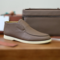 Mocassins Homme Mi-hauts en Cuir Véritable à Enfiler Style Old Money Chaussures de Conduite de Luxe Designer
