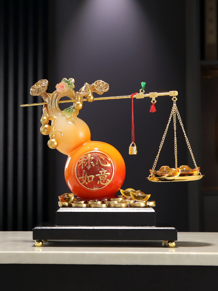 Chinese Style Wangzhai Resin Crafts Lucky Gourd Ornament for