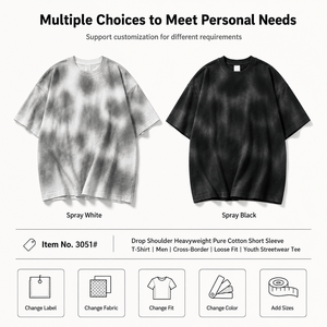 Camiseta de algodón de 255 g para hombre, estilo tie-dye, hombros caídos, corte holgado, streetwear, básica, personalizada, OEM, pedido al por mayor - Product Image 5