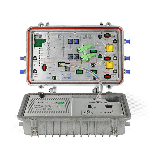 TOPQuality FTTH CATV Outdoor bidirectional 4 port outputs optical receiver