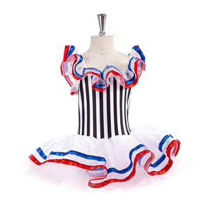 Gestreiftes Ballett-Tutu-Kleid Tanzkostüme Rock Liebliches Kurzarm-Performance-Prinzessinnen-Einteiler-Kleid 1 Stück - Product Image 1