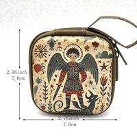 Pochette de rangement créative en gros pour pièces de monnaie, cadeau de fête, pochette carrée de style dessin animé pour chapelet catholique, boîte à bijoux