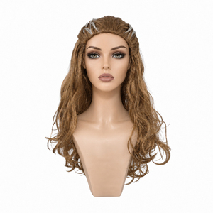 Peluca Rizada Marrón de Longitud Media, Peluca Sintética con Trenzas con Reflejos para <span class=keywords><strong>Carnaval</strong></span> y Espectáculos - Product Image 3