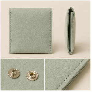 Étui d'emballage pour bijoux en microfibre personnalisé avec rabat à bouton pour carte de bague - Product Image 4