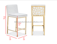 Tabouret haut de bar élégant en acier inoxydable Chaises Design moderne en nid d'abeille Or brossé Cuisine Salle à manger Salon Home Bar
