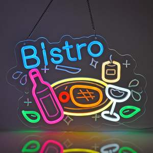 Enseigne au néon de Bistro, néons suspendus Art mural Décoration pour bistro français italien Trattoria Café CUSTOM LED NEON LIGHTS - Product Image 1