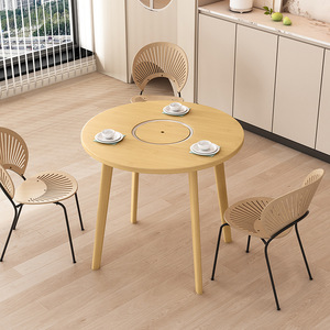 Table de Hot Pot Ronde en Bois Massif Chauffante pour l'Extérieur et l'Intérieur, Utilisation en Salon - Product Image 2