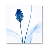 Tableau mural en toile bleu floral, 4 panneaux, impression florale abstraite, peinture numérique encadrée en bois pour salon, chambre, bureau